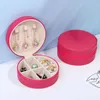 Portable Round Flat Collect Jewelry Box round ring bag organizer oranment jewelry storage box necklace earrings jewelry case