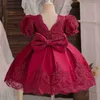 Abiti da ragazza Abito da bambino per ragazze per ragazze First Birthday Party Girl Girls Dress Princess Manica Signa Elegante Abiti per bambini Capodanno