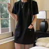 Partykleider Korobov Sommer sanftes schickes Kleid Tweed -Taschen -Design Einfacher Hals -Farben weibliche koreanische Mode Vestidos