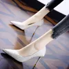 Dress Shoes 2024 Summer Slim Heel Pointed Spot Solid Red Satin Banquet Bridesmaid Low Top High Heels 9cm