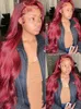 30 36 inch Bourgondië Body Wave Red Lace Front Human Hair 99J Gekleurd 13x4 13x6 HD frontale S voor vrouwen 240408