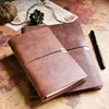 Retro A6A5B5 Soft PU Leather Travel Journal Notebook 80 Sheets Loseleaf Binder Diary Agenda Planner School Stationery 240415