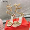 Dress Shoes Women's Fashion Crystal Slim High Heel Sandals Holiday Rhinestone Wedding Summer Party