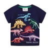 2024 Summer Fashion Children Luminous Dinosaurs Shark Cartoon T-shirt jongens shirt jumper top kinderkleding 240418