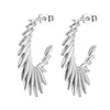 Stud Earrings European And American Fashion Angel Wing Style Stainless Steel Luxury Jewelry Gold Silver Color Hoop