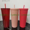 water bottle 2021 Starbucks Double CARBIE pink Tumblers Durian Laser Straw Cup Tumblers Mermaid Plastic Cold Water Coffee Cups Gift Mug304K L48