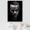 Affiche TV Vikings classique Black and White Ragnar Lothbrok Portrait Toile Paindre d'huile Pictures murales étoiles pour le salon Chambre Scandinave Decor