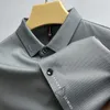 High End Brand broderi mode polo skjorta kort ärm herr sommaris silkes sömlöst andningsbar lapel t-shirt 240415