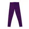 Pantalon actif violet et rayures noires |Vêtements d'entraînement des leggings à rayures horizontales pour les filles pour les filles