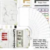 A6 Money Saving Organizer White Pu Leather Budget Binder Marble Notebook Budgetar Planner Envelope Office School Supplies 240415