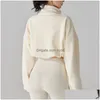 Tenue de yoga al micro veste cropped p pull womens mock cou de coude fl flotte jogging swetshirts épaissis et chauds oli tleece sho dhy7f