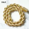 Colliers de pendentif D Z 8 mm chaîne de corde boucle ressort glacée des pierres de zircon cubique pour hommes bijoux hip hop 221105244S