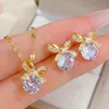 20 ontwerpen vrouwen luxe sieraden set 18k geel goud vergulde bling cz oorbellen ketting set voor meisjes vrouwen met ketting ketting kerstcadeau