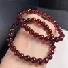 Pulseiras de link 7mm Vinho natural Red Garnet Bracelet Men Jóias Mulheres Lucky Energy Energy Day's Day Presente