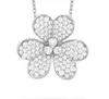 Designer Brand Van Precision S925 Pure Silver Clover Full Diamond Necklace Fashion Light Luxury Versatile Womens Sky Star Pendant Collar Chain