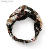 Haar rubberen bands haaraccessoires dames hoofdbanden tulband haarbands voor vrouwen retro bloemen bedrukte cross -headweer hoofdwind vintage 2020 trendy y240417