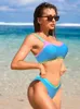 Swimwear de mujeres In-X Mujeres 2024 Sólido azul Bikini traje de personalización de traje de personalización al por mayor Damas