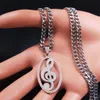 Pendant Necklaces Music Notes Stainless Steel Necklace Women Men Silver Color Chain Oval Jewelry Chaine Acier Inoxydable N4277S06P252q