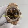 18 Style With Box Papers Real Photo Men Watch 40mm Mens Chocolate Roman Dial 228235 Rose Gold Diamond Bezel Everose 904L Steel Bracelet 228238 Automatic Watches