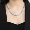 Ny hiphopnätverkskedja Sea Blue Diamond 4mm Diamond Herr- och kvinnors halsband nätverkskedja S925 modemärke designer smycken