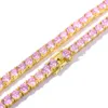 Catena di tennis hip hop 4 mm rosa diamante tennis a catena singola fila diamante collana di tendenza s925 marca di moda argento designer di gioielli personalizzati