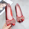 Casual Shoes Large Size Women's 41-43 Comfortable Patent Leather Flat Square Head Soft Sole Mother Bow Low Heel Single Shoe