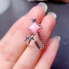Pierścienie klastra meibapj 6 Naturalny różowy szlachetny pierścionek mody dla kobiet prawdziwy 925 srebrny urok drobny biżuteria ślubna