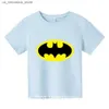 T-shirts 2024 Nouveau mignon Batman Tshirt Childrens Casual Street Clothing Baby T-shirt Boys Vêtements Anime Girls Top T-shirt Q240418