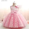 Mädchenkleider Kleinkind Girls Party Kleid Prinzessin Abend 3d Schmetterling Mesh Gown Girls Fly Sleeves Bogen Geburtstag Hochzeiten Kleid Sommerkleid 1-5y