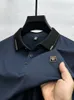 ماركة أزياء رسائل رجال طباعة قميص بولو قصير الأكمام الصيفي الحرير مريح وقميص غير رسمي للتنفس 240415