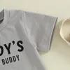 衣料品セットPudcoco Toddler Boys Summer Outfitsレタープリント半袖Tシャツと弾力性のあるショートパンツ2ピースの休暇用服セット0-3T