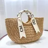 2024 Handväskor Straw Woven Shopping Bag Summer Beach Hucket Bag