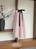 Casual Dresses Elegant Summer Office Lady Mini Dress Y2K Korean ärmlös remmen Bow Neck Pink French Women's Sweet Fashion Party