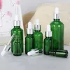 Lagringsflaskor 5-100 ml droppflaskan grönt glas reagens ögonvätska pipett eterisk oljebehållare påfyllningsbar