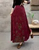 Vêtements ethniques 2024 National Vintage Flower Broidered Satin Jacquard Jirt Midi Oriental Streetwear Folk Style amélioré A-Line