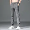 Pantaloni da uomo estate grigio grigio nero ghiaccio di seta casual marchio leggero pantaloni dritti dritti lavoro elastico lavoro lavoro maschio maschio maschio