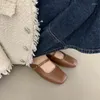 Slippers Female Shoes On Sale 2024 Korean Fashion Women's Square Toe Simple Versatile Closed Pantuflas Mujer