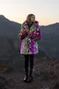Женский меховый неоновый блестящий леопардовый принцип осень и зимний пальто с подвесными вытяжками в середине длины для тепла комфорт искусственные женщины