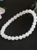 Strand 8mm Round Beads Natural White Jade Chalcedony Woman's Jewelry Bracelet Representing Purity And Lucky A Gift For Loved One