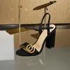 2024 Классическая высокая каблутная сандалии дизайнерская обувь мода 100% кожаные женщины танце