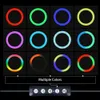 Foto de iluminação contínua Selfie com 26 cm e 33cm LED circular RGB Light equipado com um comprimido de desktop de braço longo usado para gravação aérea de vídeo móvel ao vivo Stre