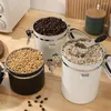 Garrafas de armazenamento 1.2L/1.5L Coffee Fean Jar Baxister de aço inoxidável com colher de medição do rastreador de data para casa