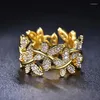 Anneaux de mariage Caoshi Sparkling Butterfly Ring Dame Luxury Luxury Engagement Party Accessoires Gold Couleur / Silver Couleur Bright Zirconie