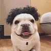 Vestuário de cachorro respirável peruca de animais de estimação de cabelo preto cache