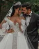 Wedding Dresses Vestido De Noiva 2022 Ball Gown V-neck Tulle Lace Crystal Beaded Elegant Wedding Gown Custom Made BES121