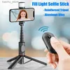 Selfie monopodes Fangtuosi Portable Wireless Bluetooth Phone Stick Stick Trépied avec lumière de remplissage pour Huawei iPhone 14 Android Smartphone Y240418