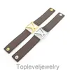 Armbanden ontwerper armband zilveren zwart lederen armbanden mannen bedel armband voor vrouwen brede handband bruin bloempatroon gouden stempel