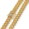 Fashionable Men's 12Mm Chilled Crystal Gold Zinc Alloy Cuban Bracelet, Hip-Hop Body Chain Necklace