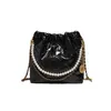 Moda feminina Totes de ouro letra de diamante Cadeia de grade crossbody pérola pérola popular saco de lixo saco de água de água grande capacidade