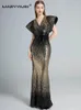 Платья для вечеринок Maryimei золото/серебряное летнее женское платье V-образное обратное летавное рукав блестящие блестки сексуальная русалка Maxi Maxi